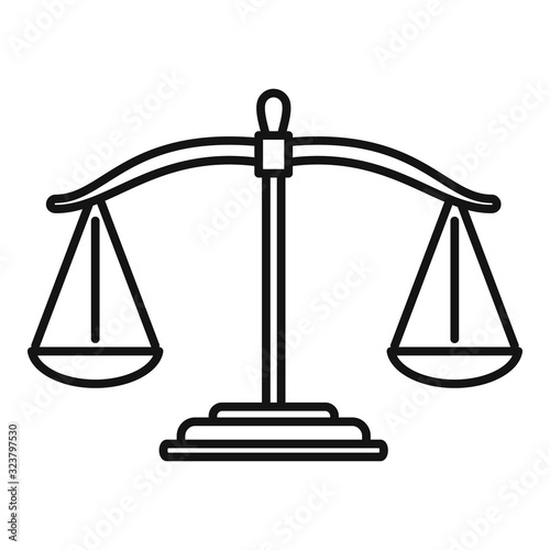 Judge balance icon. Outline judge balance vector icon for web design isolated on white background