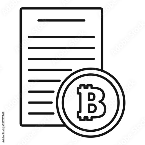 Bitcoin paper icon. Outline bitcoin paper vector icon for web design isolated on white background