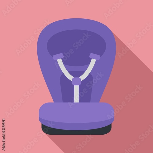 Safety baby car seat icon. Flat illustration of safety baby car seat vector icon for web design