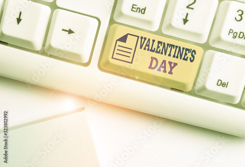 Word writing text Valentine S Day. Business photo showcasing roanalysistic holiday celebrated each year on February 14 photo