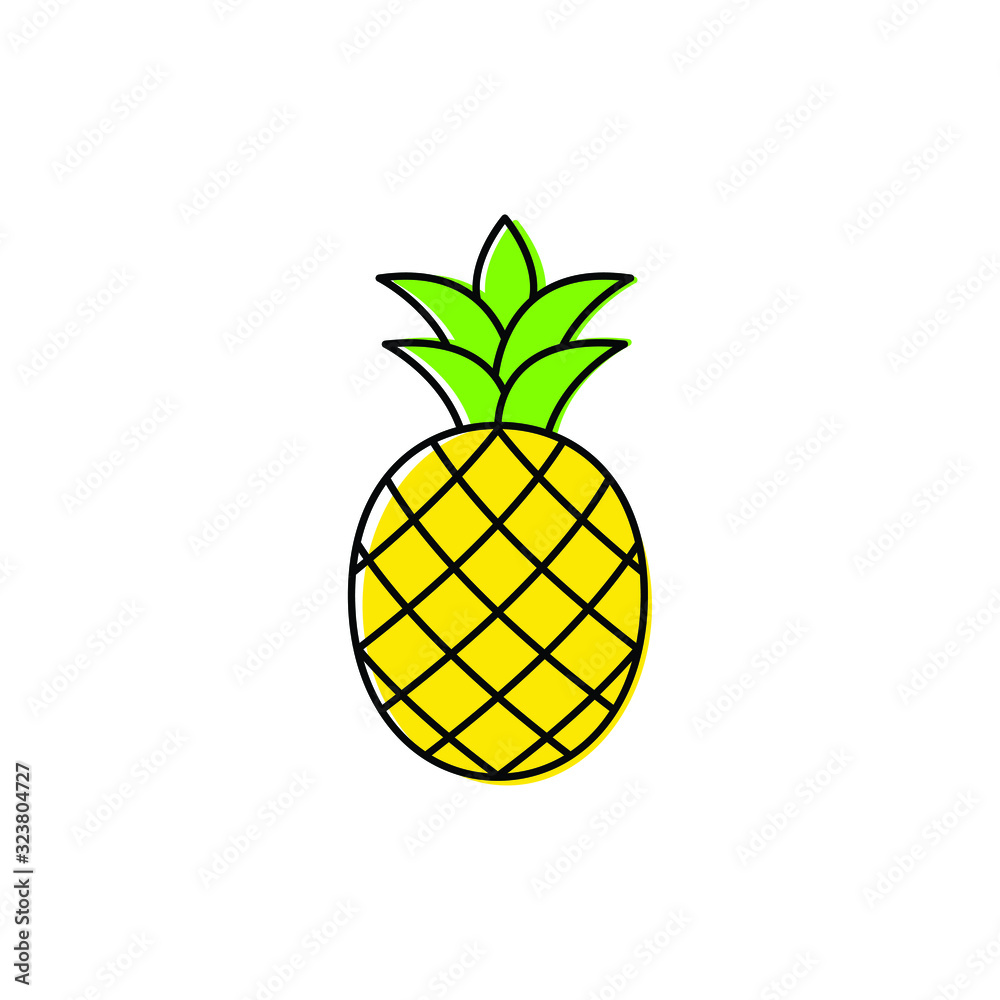pineapple icon. black vector sign