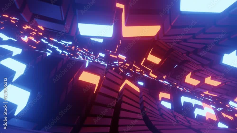 Abstract seamless looped animation of moving cubes
