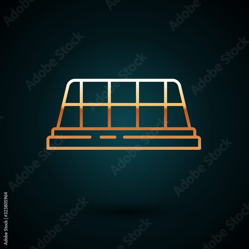 Gold line Taxi car roof icon isolated on dark blue background. Vector Illustration