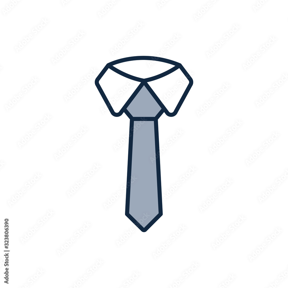 Isolated necktie half line half color style icon vector design Isolated necktie half line half color style icon vector design