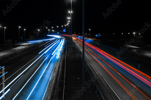 traffic on highway at night