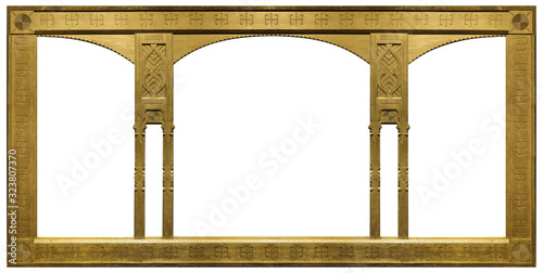 Cuadro en lienzo Triple golden frame (triptych) for paintings, mirrors or photos isolated on white background