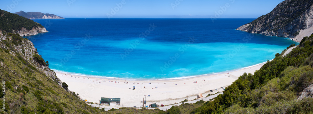Panorama image from Myrtos beach in Kefalonia, Ionian Islands, Greece