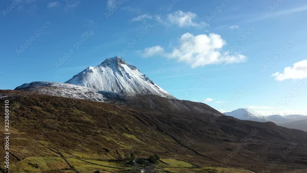 Aerial view of Mount Errigal, the highest mountain in Donegal - Ireland Aerial view of Mount Errigal, the highest mountain in Donegal - Ireland