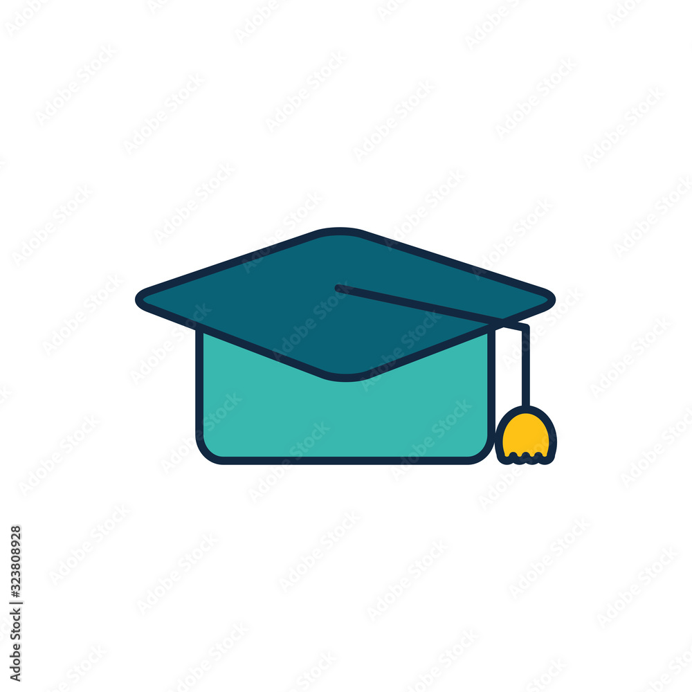 Isolated graduation cap line fill style icon vector design Isolated graduation cap line fill style icon vector design