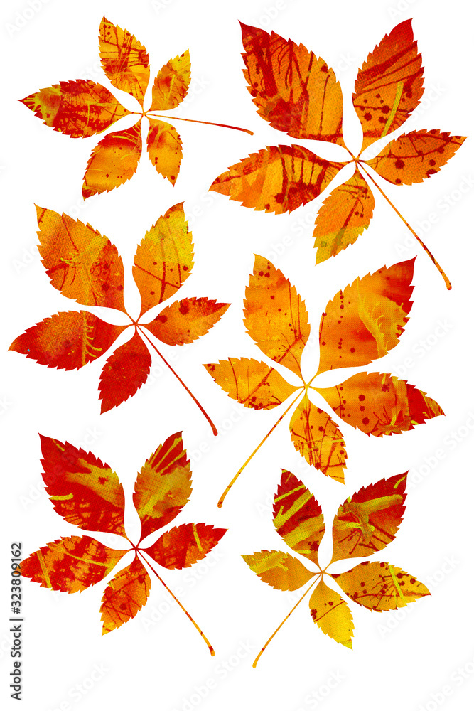 Naklejka premium Acrylic Drip Fall Chestnut Leaves 