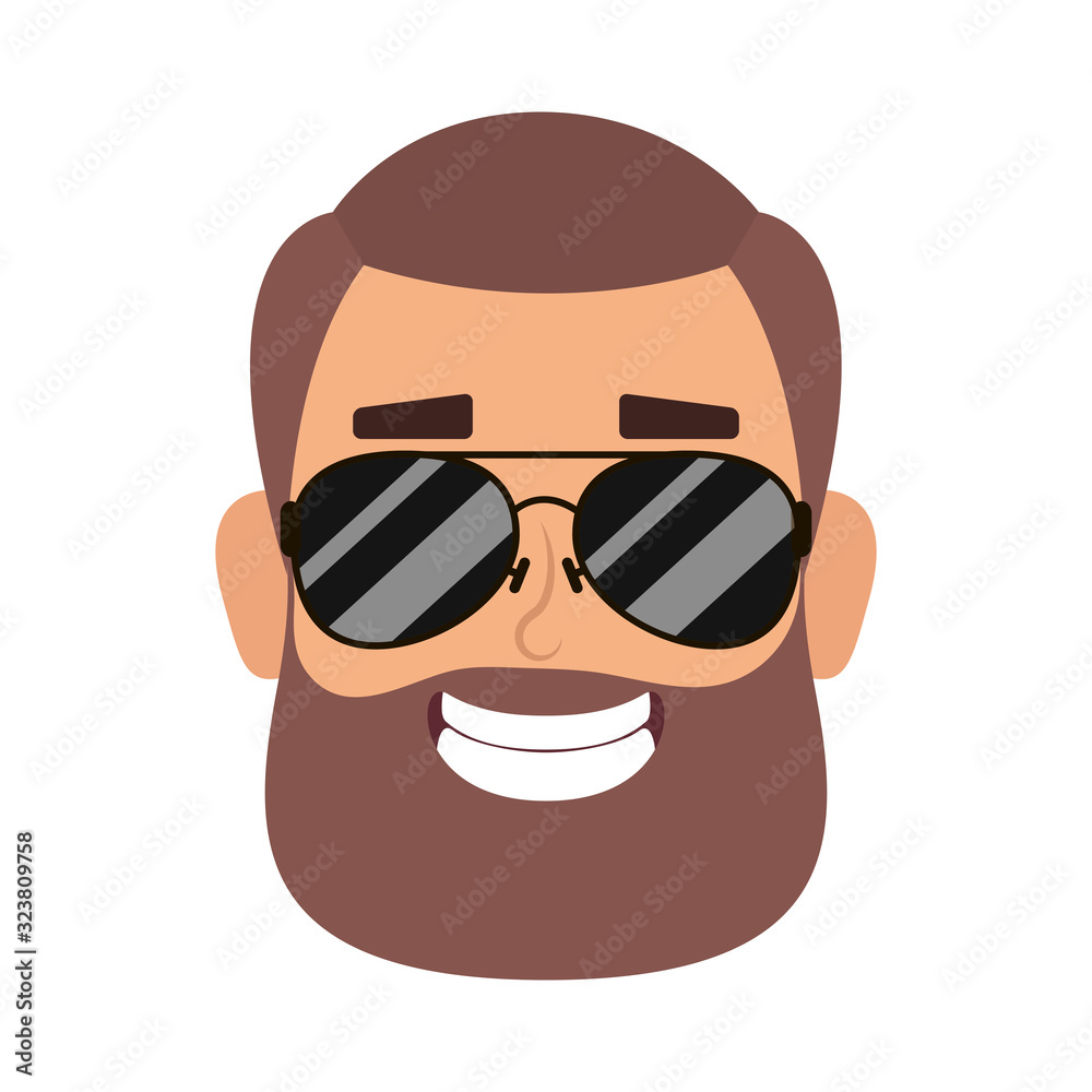 young man head with beard and sunglasses