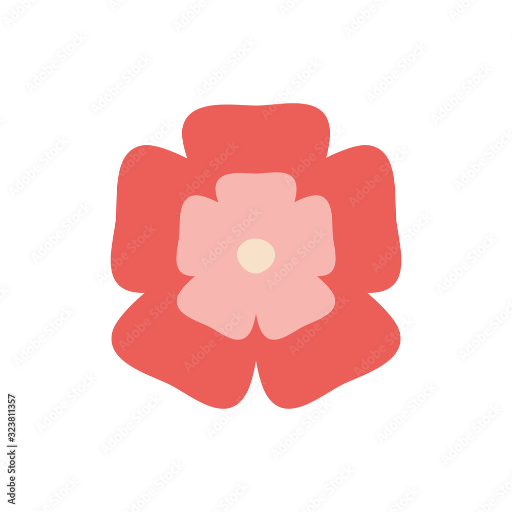 Isolated red and pink flower flat style icon vector design