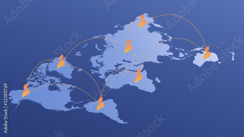 People are connected to social media world wide or global connection on smartphone screen. 3D isometric illustration vector image