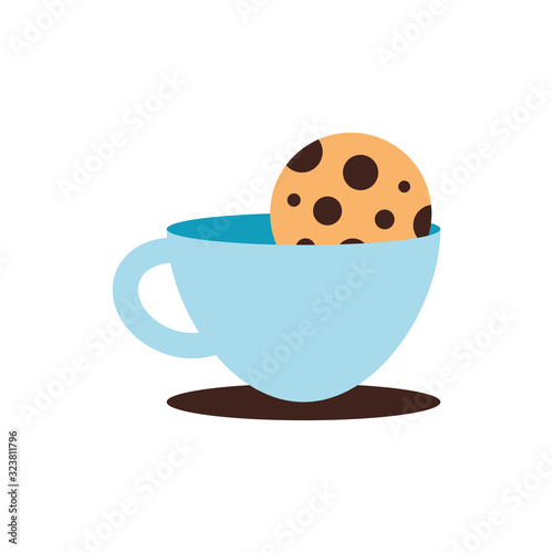 Isolated coffee cup and cookie flat style icon vector design