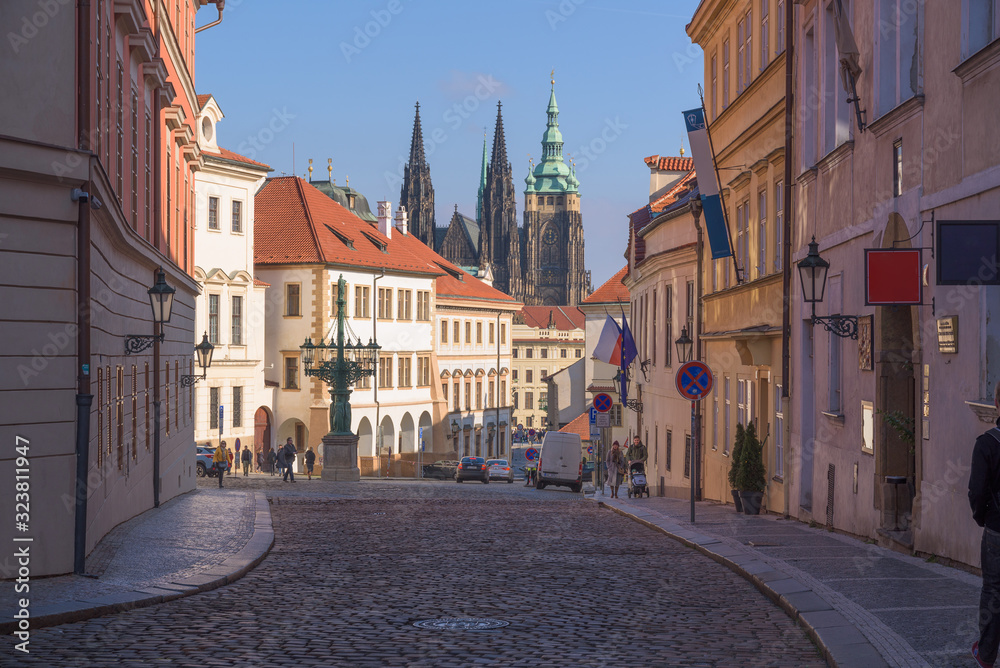 View of Prague castle and Saint Vitus Cathedral