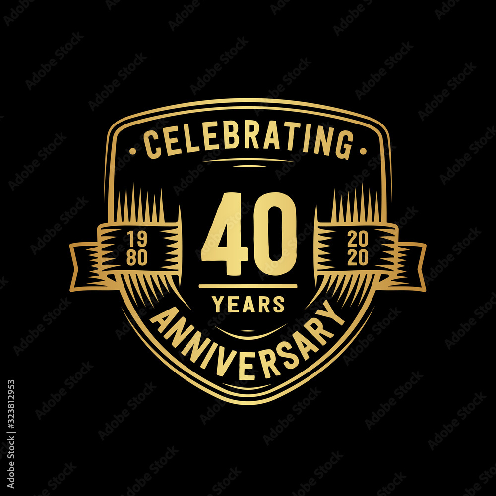 Fototapeta premium 40 years anniversary celebration shield design template. Vector and illustration.