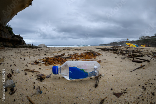 Plastic bottle on the beach, Sydney Australia