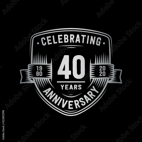 40 years anniversary celebration shield design template. Vector and illustration.