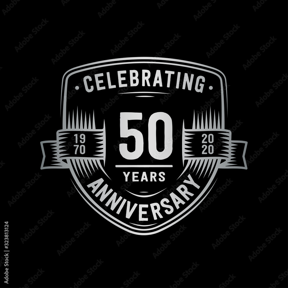 50 years anniversary celebration shield design template. Vector and illustration.