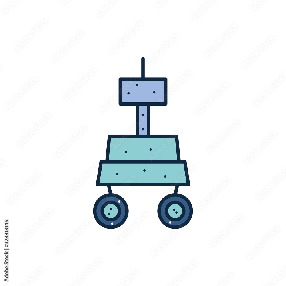 Isolated space robot line fill style icon vector design Isolated space robot line fill style icon vector design