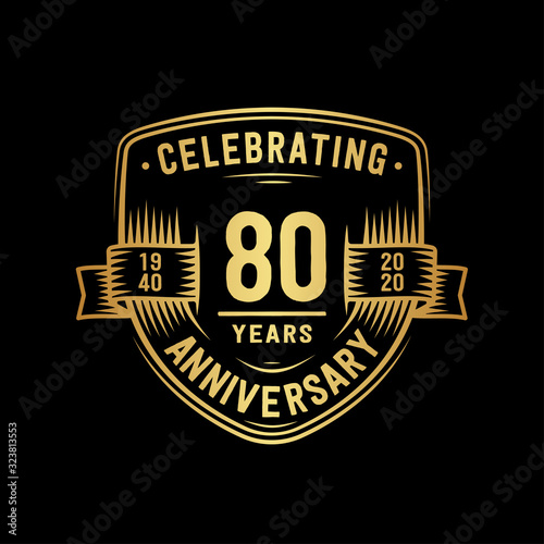 80 years anniversary celebration shield design template. Vector and illustration.