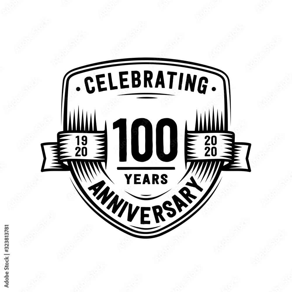 100 years anniversary celebration shield design template. Vector and illustration. 100 years anniversary celebration shield design template. Vector and illustration.