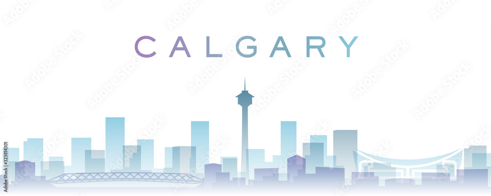 Fototapeta Calgary Transparent Warstwy Gradient Punkty orientacyjne Skyline