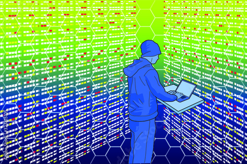 Programador en un centro de datos