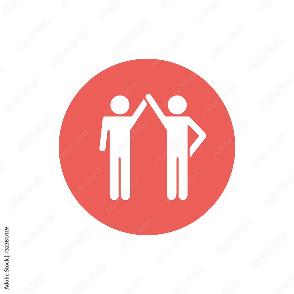 Isolated avatars holding hands block silhouette style icon vector design Isolated avatars holding hands block silhouette style icon vector design