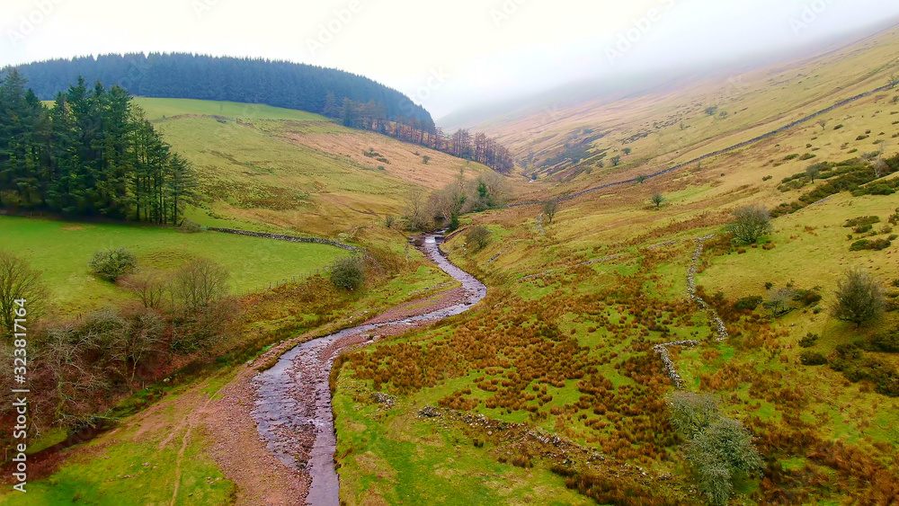 Brecon Beacons National Park in Wales - aerial view -aerial photography Brecon Beacons National Park in Wales - aerial view -aerial photography