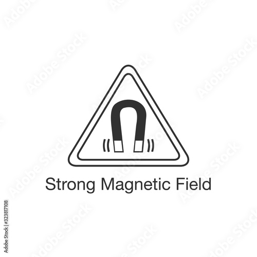Safety Label: ISO W006 - Strong Magnetic Field LB-0095. Stock Vector illustration isolated on white background.