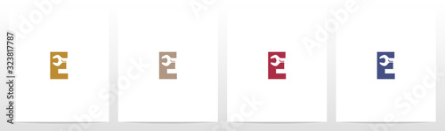 Wrench On Letter Logo Design E