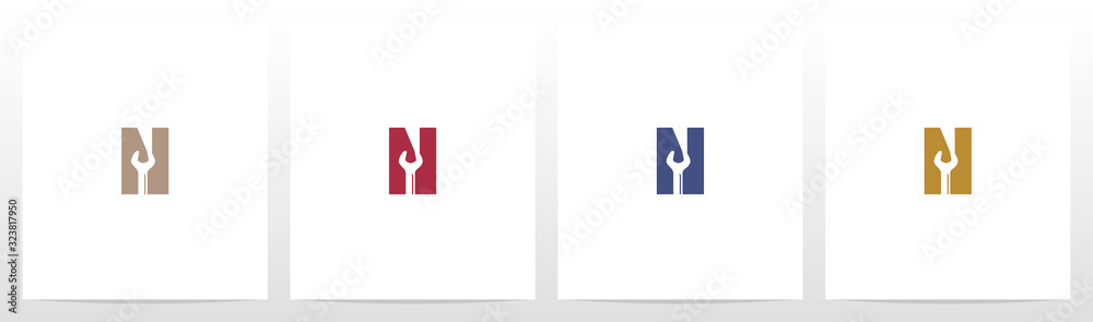 Wrench On Letter Logo Design N