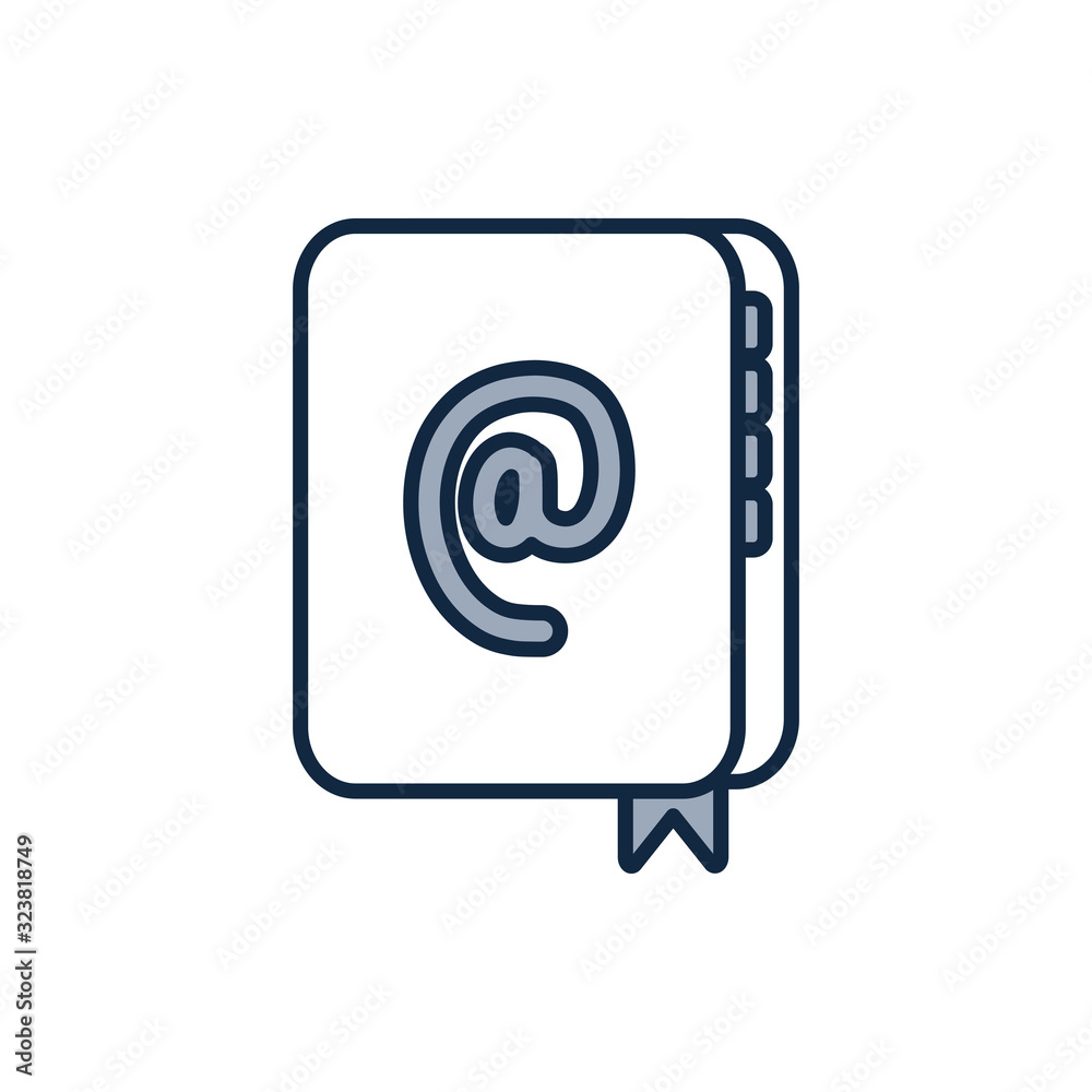Isolated phone book half line half color style icon vector design Isolated phone book half line half color style icon vector design