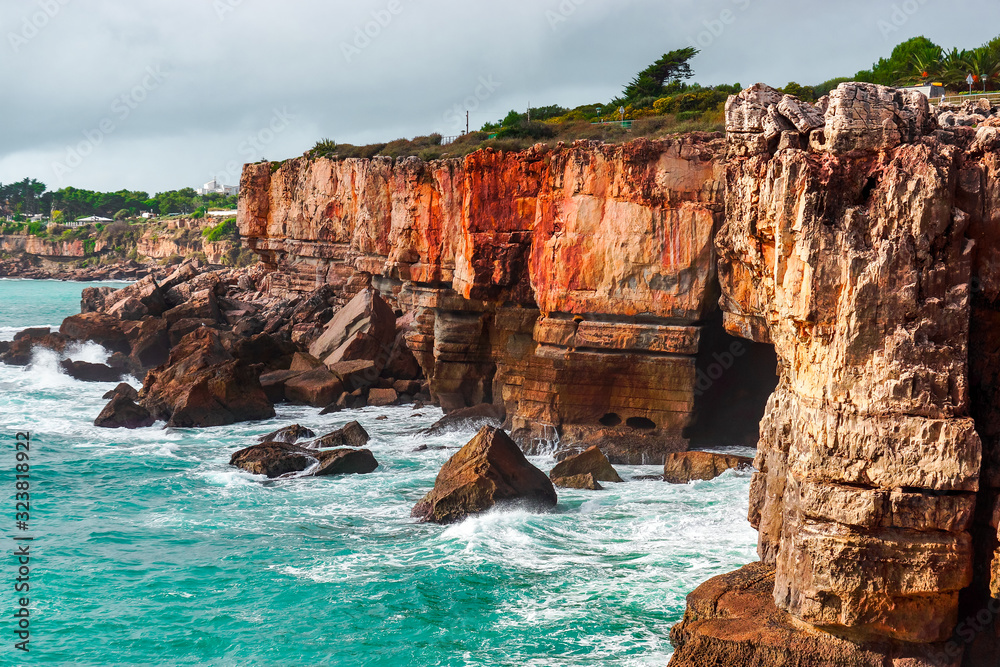Rocks and ocean. Amazing view at Boca do Inferno, Hell's Mouth – Cascais, Portugal