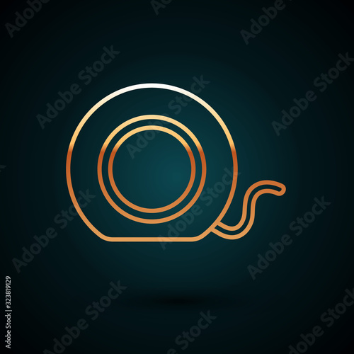 Gold line Dental floss icon isolated on dark blue background. Vector Illustration