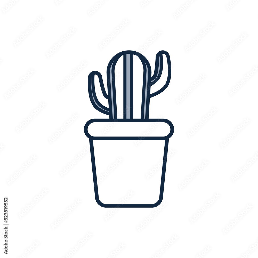 Isolated cactus plant half line half color style icon vector design Isolated cactus plant half line half color style icon vector design