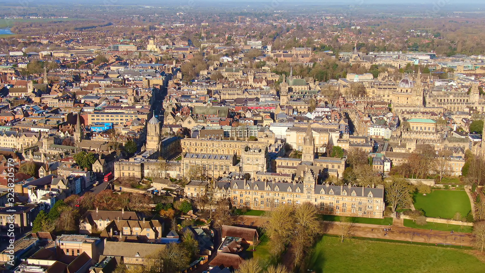 Christ Church University in Oxford from above - aerial view -aerial photography