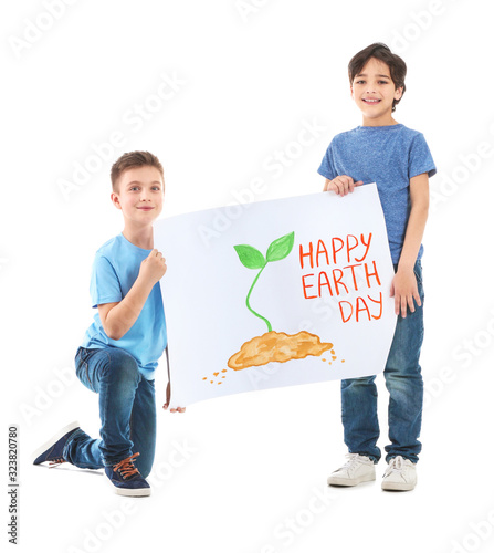 Little children with drawin...