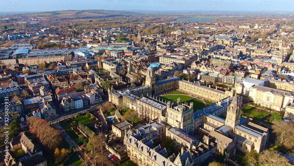 City of Oxford and Christ Church University - aerial view -aerial photography