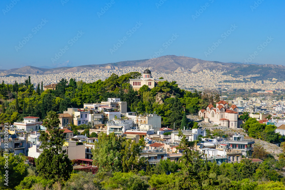 View of the city of Athens from Acropolis in Greece