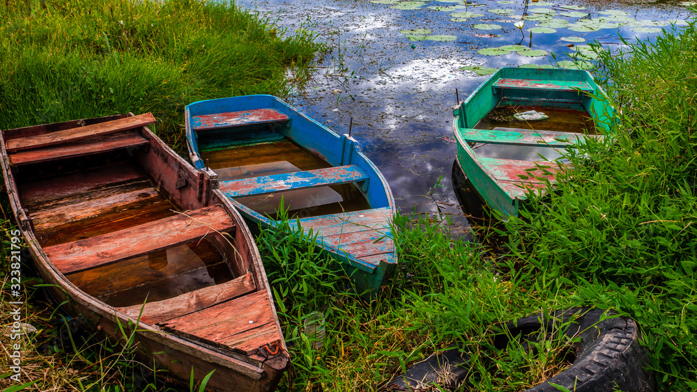 Old fishing boats in Honduras Old fishing boats in Honduras