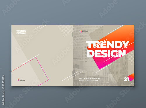 Square Brochure template layout design. Corporate business annual report, catalog, magazine, flyer mockup. Creative modern bright concept with square shapes