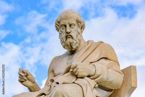 Statue of Plato in front of Academy of Athens in Athens, Greece photo