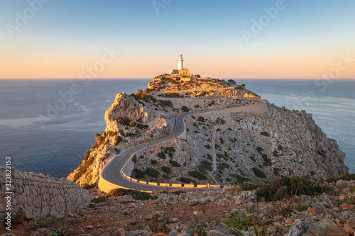 Lighthouse of Cap de Formentor Majorca (Mallorca) Spain around sunset. photo