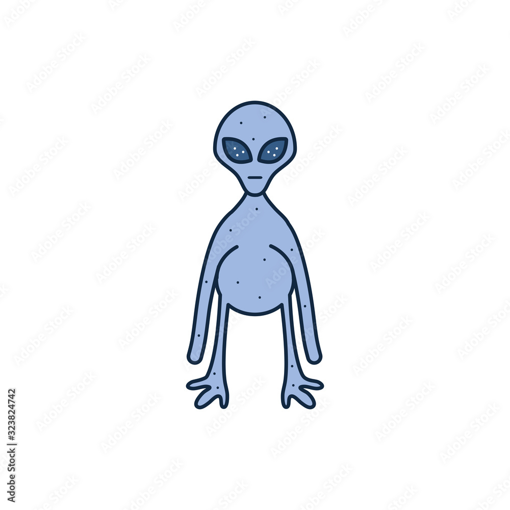 Isolated alien line fill style icon vector design