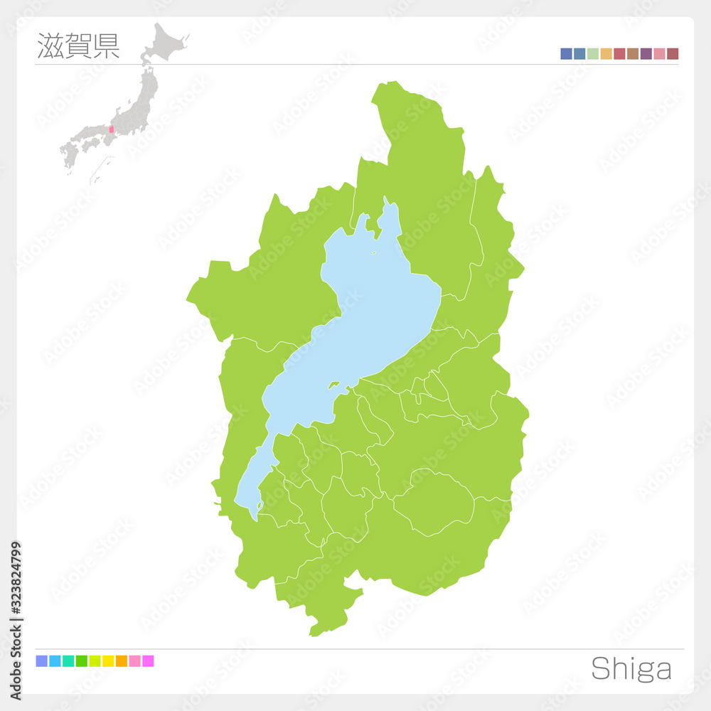 滋賀県の地図・Shiga（市町村・区分け）