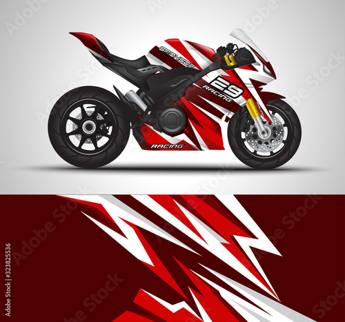 Motorcycle wrap decal and vinyl sticker design. Concept graphic abstract background for wrapping vehicles  motorsport  Sport bike  motocross  supermoto and livery. Vector illustration.