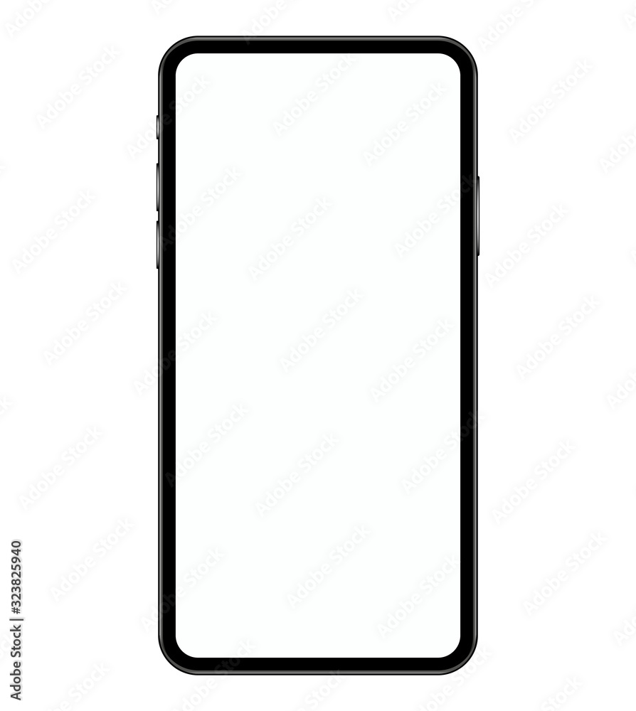 Smartphone isolated on white background. Mobile phone is designed to place ads or images on the screen. Template for application design. Stock vector illustration.