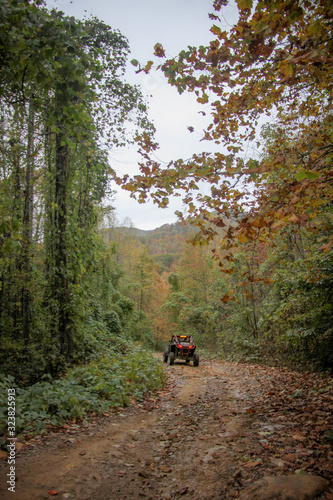 Sxs riding along Tennessee trail in the Fall